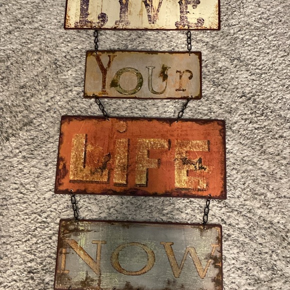 XL Metal Sign Wall Decor LIVE LIFE Anthropologie Crate & Barrel Pottery Barn 42” - Picture 3 of 12